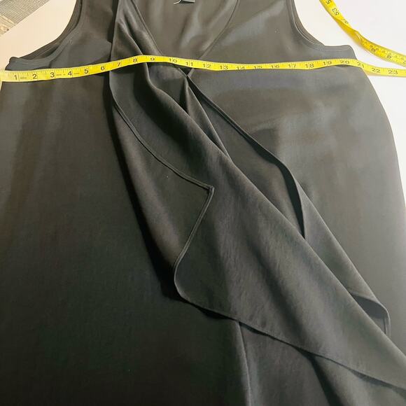 White House Black Market Ruffle Front Sleeveless Shift Dress Size 14 Black - Picture 5 of 8